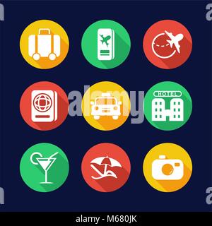 Reisen Symbole flache Design Kreis Stock Vektor