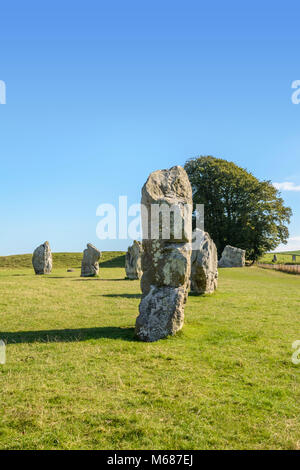 Die standing stones von Avebury, ein neolithisches Henge, wurde von der UNESCO zum Weltkulturerbe 1986, Avebury, Wiltshire, England, Großbritannien Stockfoto