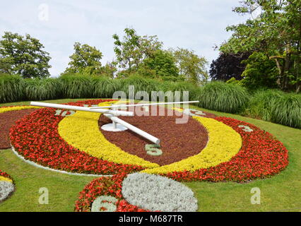 Uhr Blume des Jardin Anglais land Mark in Genf in der Schweiz Stockfoto