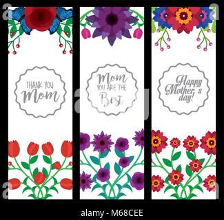 Muttertag vertikale Banner Dekoration Blumen Vector Illustration Stock Vektor