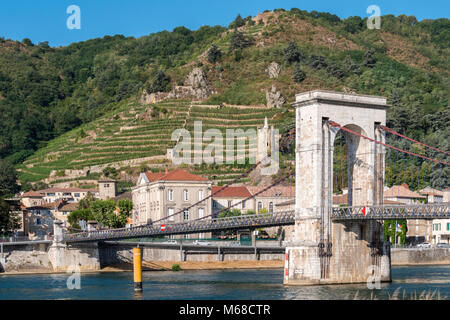 Suspension Bridge Tain l'Hermitage Valence Drôme Auvergne-Rh ône-Alpes Frankreich Stockfoto