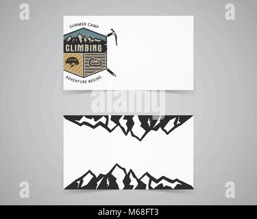 Clean Business card Template. Mountain Adventure, Konzept Klettern mit Berge und Reisen label. Vektor Design Template auf weißem Hintergrund Stock Vektor