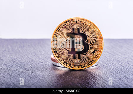 Bitcoin cryptocurrency goldene Münze Stockfoto