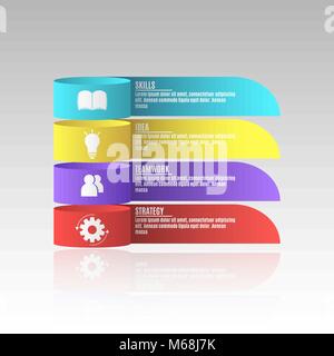 Moderne Infografiken für Business Projekte. Ein Diagramm, um ihre Arbeit zu zeigen. Business Strategie. Realistisches Papier Bänder. Vector Illustration in einem flachen Stil. Stock Vektor