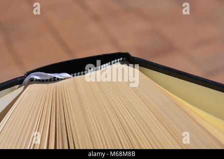 Hardcover Buch mit Seiten aufgefächert öffnen Stockfoto
