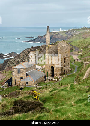 Levant Zinnmine und beam Engine House, einer der kornischen Bergbaus Welterbestätten, Botallack, St. Nur, Cornwall, Großbritannien Stockfoto