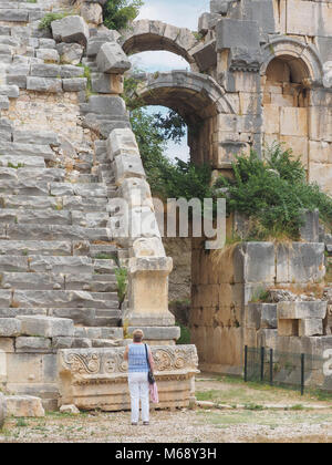 AMPHITHEATER, die antike Stadt Myra, in der Nähe von Kale, Türkei Stockfoto