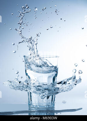 Big Splash auf ein Glas Wasser Stockfoto