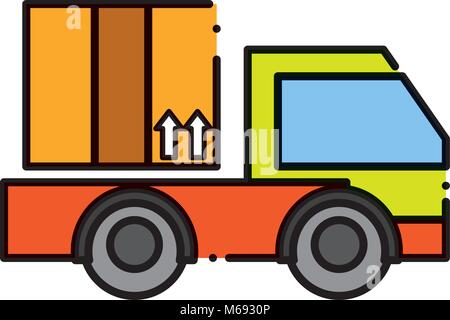 Gestrichelte Linie Lkw-Service mit Business Paket Stock Vektor