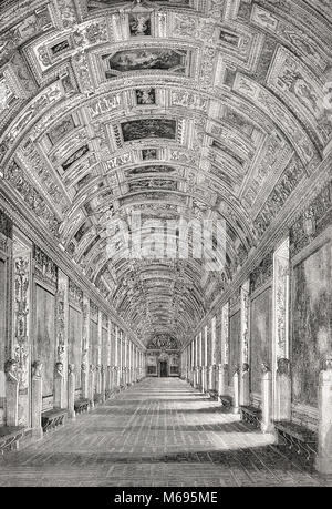 Die Galerie der Landkarten, Vatikanische Museen, Vatikan, Rom, Italien, 19. Jahrhundert Stockfoto