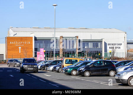 Eine der (33) Bilder im Zusammenhang mit den britischen Einzelhandel mit beliebten High Street Unternehmen und Marken. Battlefield Brauerei am Harlescott, Shrewsbury. Stockfoto