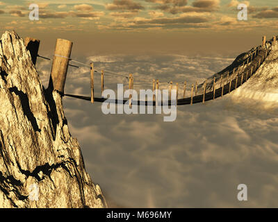Holz- Suspension Bridge Stockfoto