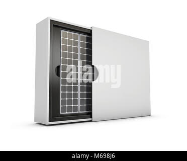 Solar Panels in der Box, Energie aus der Sonne Konzept, 3 Abbildung d. Stockfoto