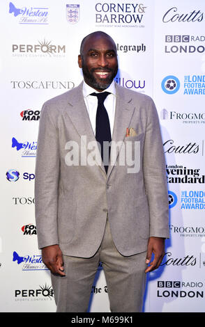 Sol Campbell bei der Ankunft für die London Football Awards 2018 bei Battersea Evolution, London. Stockfoto