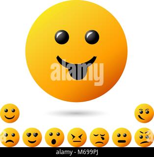 Sammlung kreativer Cartoon Stil lächelt mit unterschiedlichen Emotionen Stock Vektor