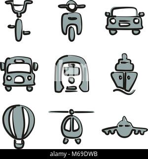 Transport Icons Freehand 2 Farbe Stock Vektor