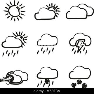 Wetter Symbole Freehand Stock Vektor