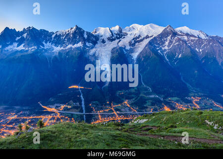 Tal von Chamonix in den Morgen. Mont Blanc, Frankreich Stockfoto