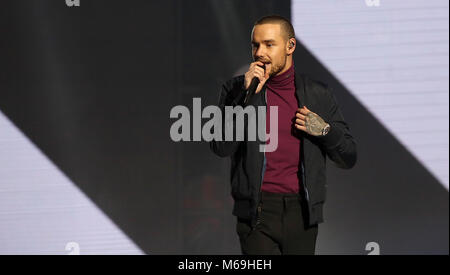 Liam Payne auf der Bühne während der Global Awards, ein brandneues Auszeichnungen zeigen bewirtet durch Globale, Medien & Entertainment Group, in der Londoner Eventim Apollo Hammersmith. Stockfoto