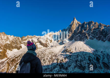 Natur Berge und Schnee. Chamonix Mont Blanc, Auvergne-Rh ône-Alpes, Departement Hochsavoyen. Frankreich Europa Stockfoto