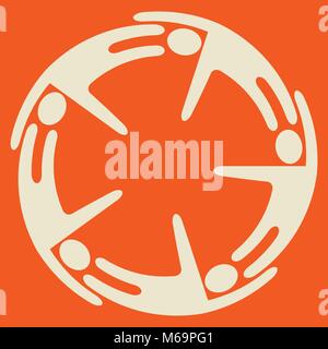 5 glückliche Menschen fliegen tanzen um Stock Vektor