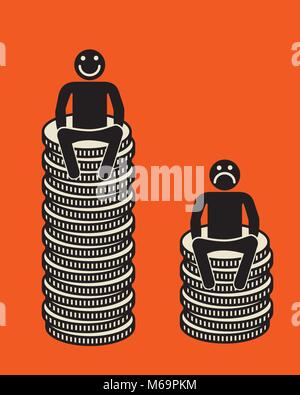 Investoren sitzen auf Münze Stapel Stock Vektor