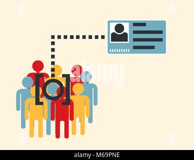 Gesichtserkennungssystem verifing vermuten in der Menge Profil Stock Vektor