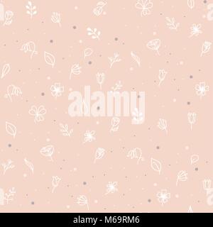 Süße mini doodle Blumen Vektor nahtlose Muster Hand lustig Textur Illustration für Hintergrund Stock Vektor