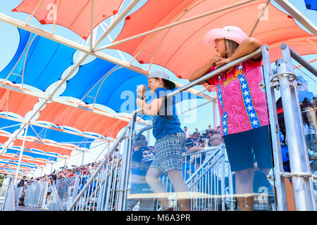 Adelaide, Australien. 2 Mär, 2018. Zuschauer genießen die Atmosphäre auf den Rängen an Tag 2 der Adelaide 500 motorsport Event mit steigenden Temperaturen auf der Rennstrecke Credit: Amer ghazzal/Alamy leben Nachrichten Stockfoto