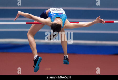 Birmingham, Großbritannien. 2 Mär, 2018. 1. März, 2018. IAAF World Indoor Championships in der Athletik: Mariya Lasitskene in Russland während des hohen Sprung. Lasitskene gewann die Goldmedaille. Foto: Sven Hoppe/dpa s s Quelle: dpa Picture alliance/Alamy leben Nachrichten Stockfoto