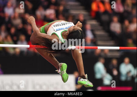 Birmingham, Großbritannien. 02 Mär, 2018. Lecabela Quaresma von Portugal im Hochsprung Pentathlon World indoor Leichtathletik Meisterschaft 2018, Birmingham, England. Ulrik Pedersen/CSM Credit: Cal Sport Media/Alamy leben Nachrichten Stockfoto