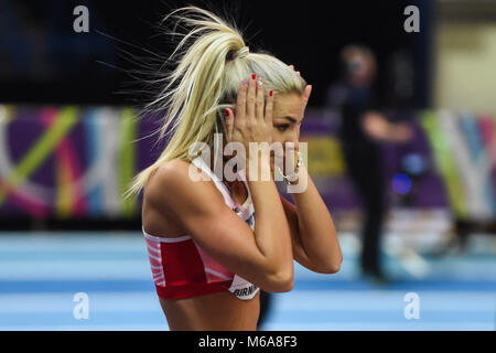 Birmingham, Großbritannien. 02 Mär, 2018. ivona Dadic von Österreich auf hoher Sprung Pentathlon World indoor Leichtathletik Meisterschaft 2018, Birmingham, England. Ulrik Pedersen/CSM Credit: Cal Sport Media/Alamy leben Nachrichten Stockfoto