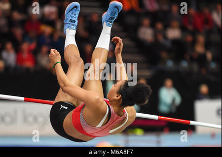 Birmingham, Großbritannien. 02 Mär, 2018. Kendell Williams bei hohen Sprung Pentathlon World indoor Leichtathletik Meisterschaft 2018, Birmingham, England. Ulrik Pedersen/CSM Credit: Cal Sport Media/Alamy leben Nachrichten Stockfoto