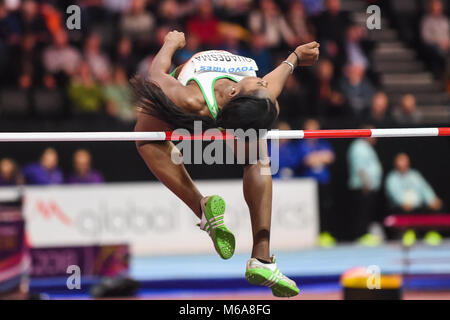 Birmingham, Großbritannien. 02 Mär, 2018. Lecabela Quaresma von Portugal im Hochsprung Pentathlon World indoor Leichtathletik Meisterschaft 2018, Birmingham, England. Ulrik Pedersen/CSM Credit: Cal Sport Media/Alamy leben Nachrichten Stockfoto