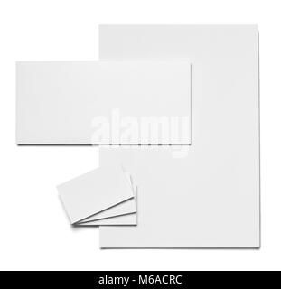 Briefumschlag, Papier und Business card Template auf weißem Hintergrund Stockfoto