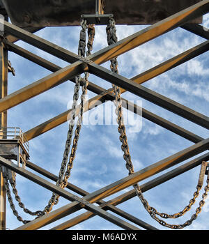 Stahlträger der Memorial Bridge in Portsmouth, New Hampshire Stockfoto