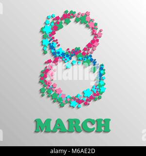 8. März. Internationaler Tag der Frau Grußkarte. Vector Illustration. Stock Vektor