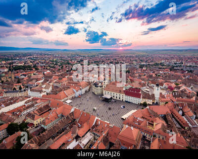 Sonnenuntergang in Sibiu Stockfoto