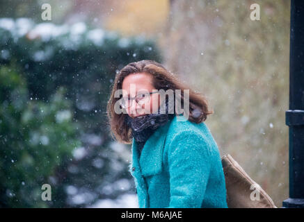 Baroness Evans von Bowes Park, auch bekannt als Natalie Evans, Leiter des House of Lords und Lord Privy Seal in Downing Street eintrifft. Stockfoto