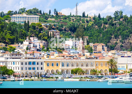 Zakynthos Stadt Zakynthos Panoramablick aus dem Meer. Stockfoto