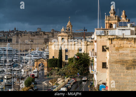 Hafen, Vittoriosa, Malta, Europa. Stockfoto