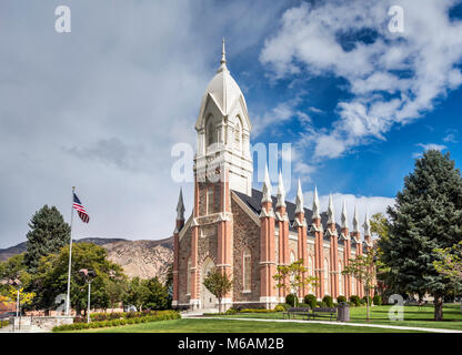 Box Elder Tabernakel in der Kirche Jesu Christi der Heiligen der Letzten Tage, der Mormonen Kirche 1890 erbaut, in Brigham City, Utah, USA Stockfoto