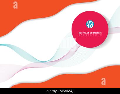 Abstrakte Wellenform Papier geschnitten Farbe und wird orange, und Kreis rosa mit Spirale Linien auf weißem Hintergrund. Vektor grafische Darstellung Stock Vektor
