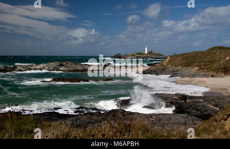 Godrevy Leuchtturm an der Nordküste von Cornwall, England, Großbritannien Stockfoto