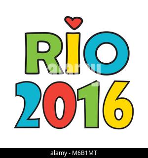 Inschrift RIO 2016, auf weißem Hintergrund, Vorlage, Symbol oder Banner isoliert, Vektor illustration Stock Vektor