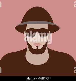Mann Gesicht Vektor-illustration Flat Style Vorderseite Stock Vektor
