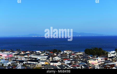 Blick von der Burg Shimabara in Kyushu, Japan. Stockfoto