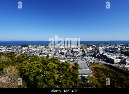 Blick von der Burg Shimabara in Kyushu, Japan. Stockfoto