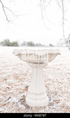 Vogelbad in gefrorenen Winterland Stockfoto