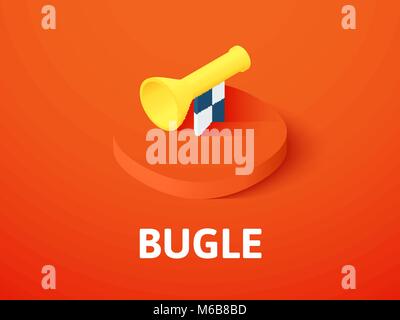 Bugle isometrische Symbol Farbe Hintergrund isoliert Stock Vektor